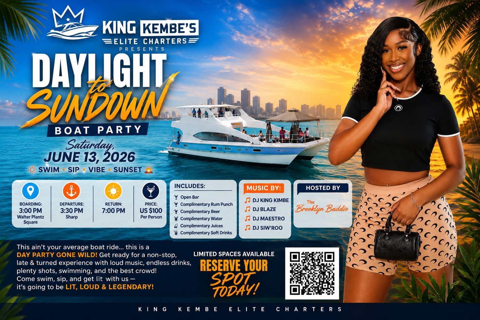 Daylight to Sundown Boat Party - with King Kembe’s Elite Charters